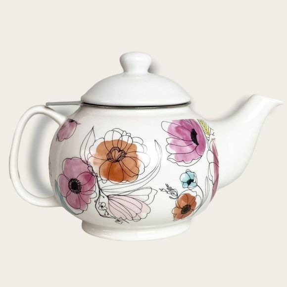 INDIGO Small Floral Teapot With Strainer - Picture 10 of 10
